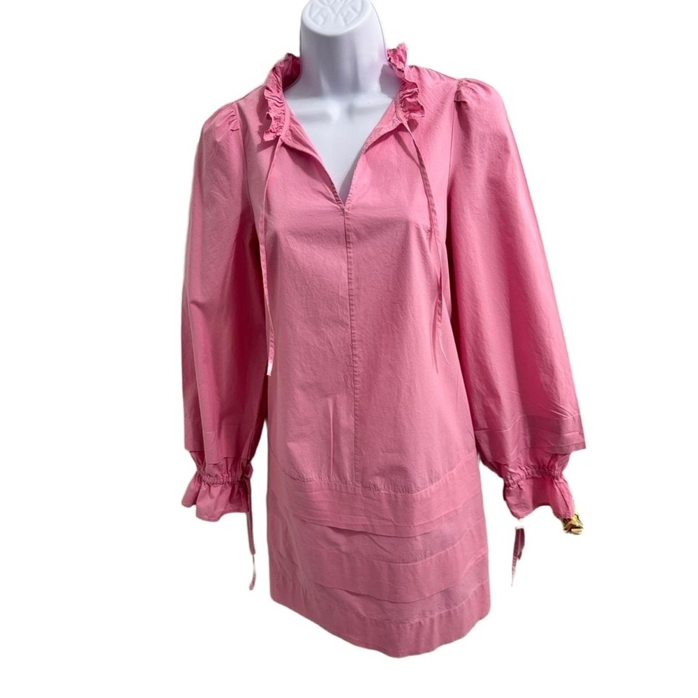 Monki Pink Ruffle-Neck Mini Dress - Picture 2 of 9